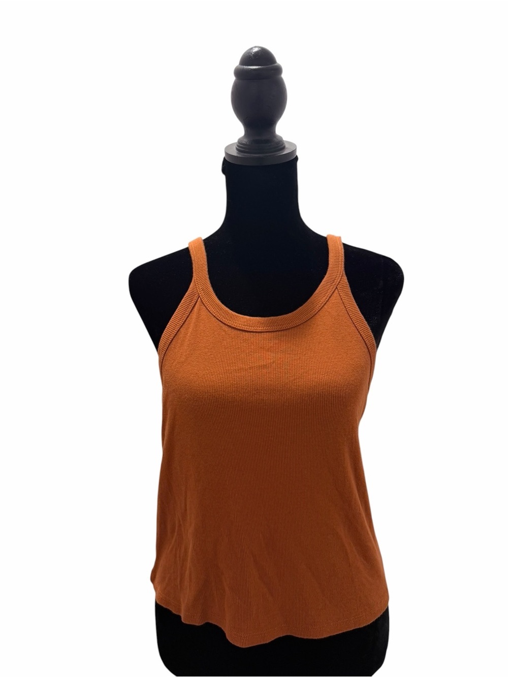 Open Edit Rust Orange Ribbed Tank Top - Picture 5 of 6